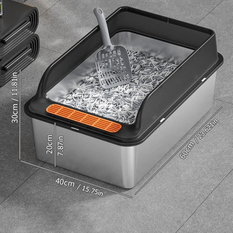 Large stainless steel cat litter box