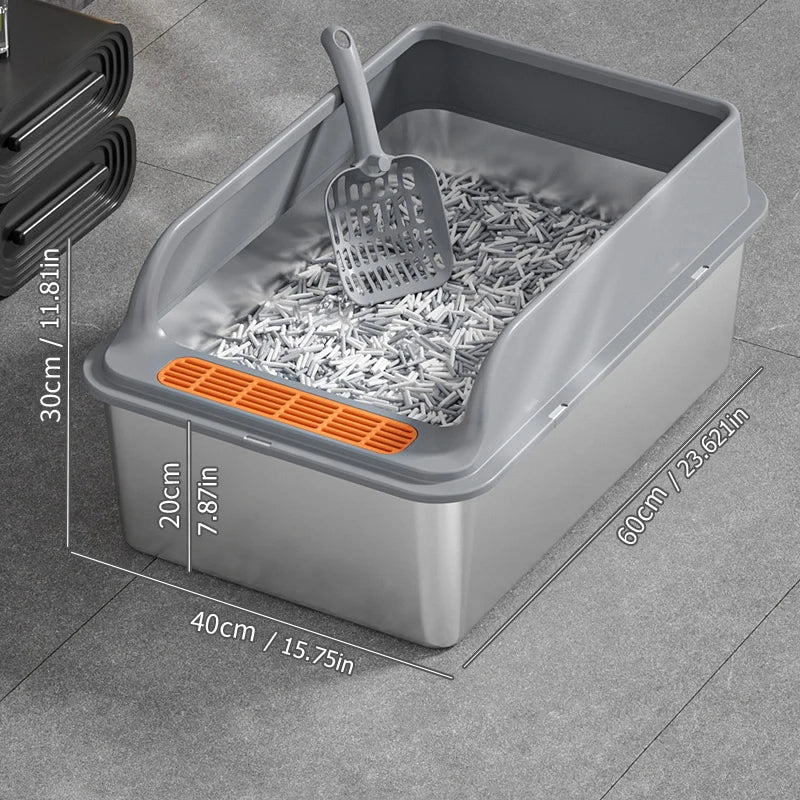 Large stainless steel cat litter box