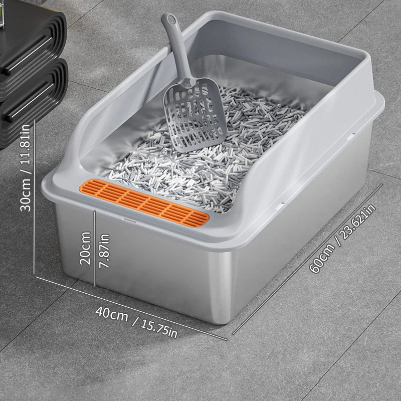 Large stainless steel cat litter box