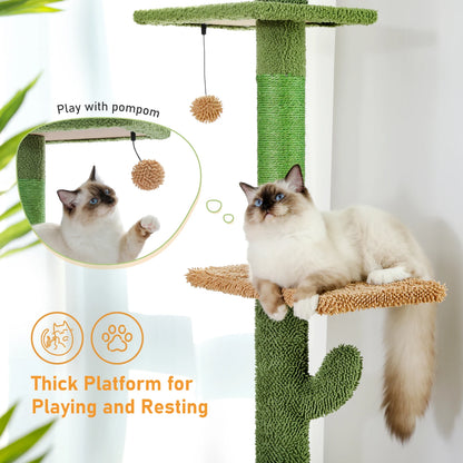 Cat Tree 5-Tier Floor to Ceiling Cat Tower Cactus