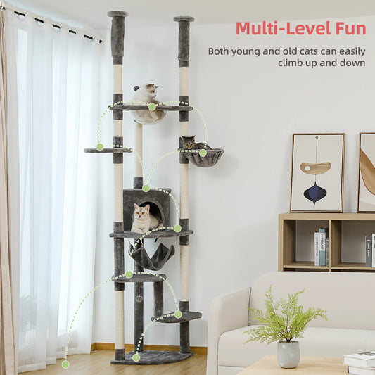 Floor to Ceiling Cat Tree Adjustable Cat Tower