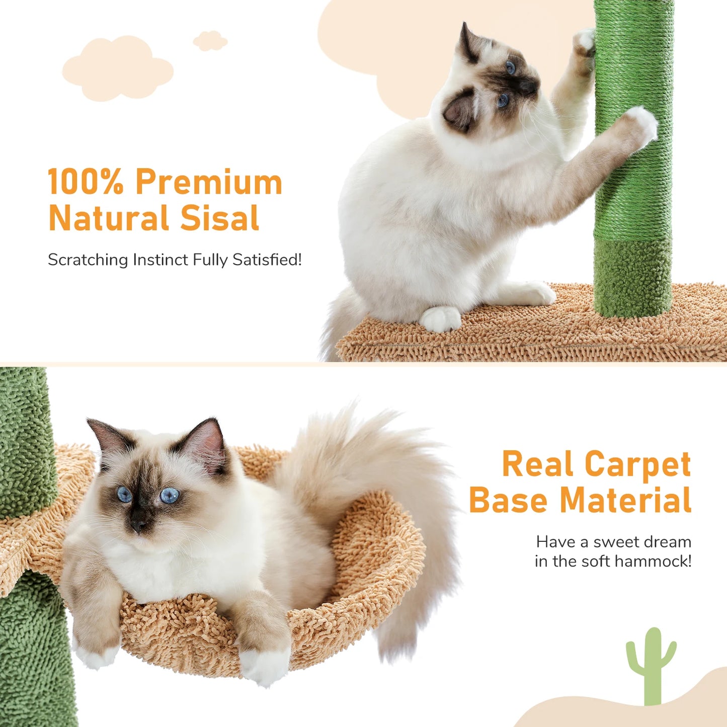 Cat Tree 5-Tier Floor to Ceiling Cat Tower Cactus