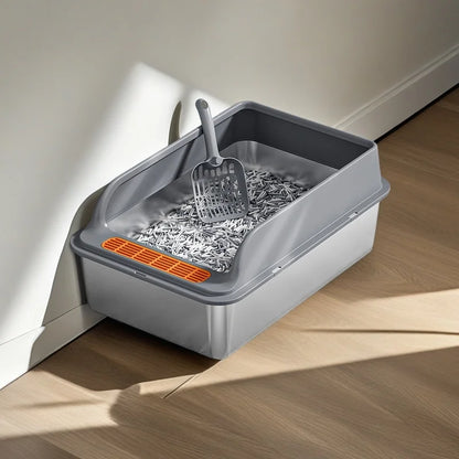 Large stainless steel cat litter box