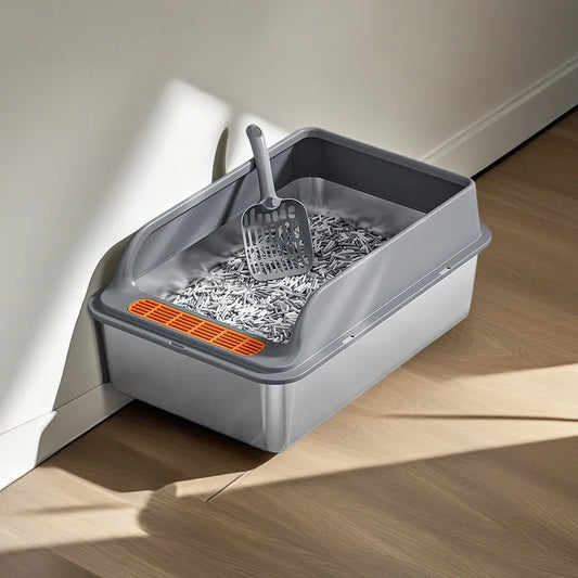 Large stainless steel cat litter box