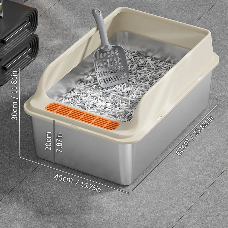 Large stainless steel cat litter box